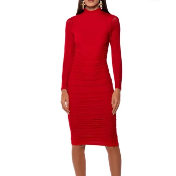 AKIRA Dresses & Skirts - AKIRA Vibrant Red Long Sleeve Dress NWT